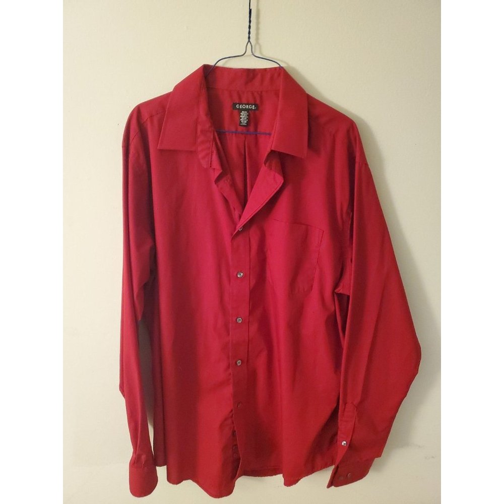 George Mens Dress Shirt size XL Red